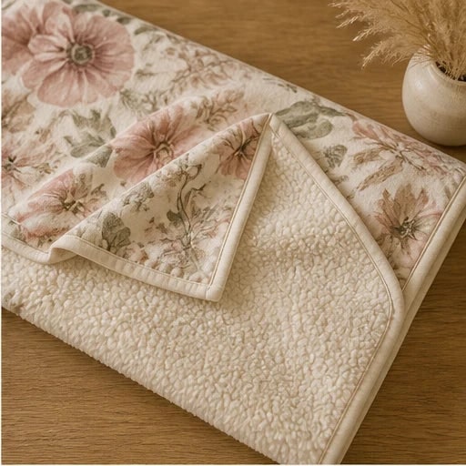 Floral Sherpa Blanket With Reversible Cotton Design - Image 8