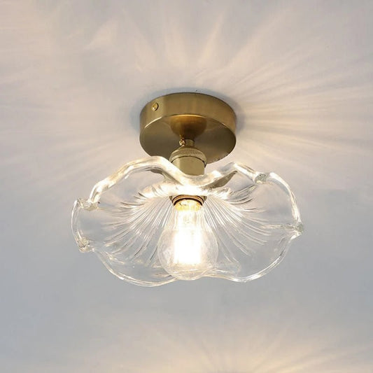 Flower Glass Ceiling Light With Brass Base - Image 2