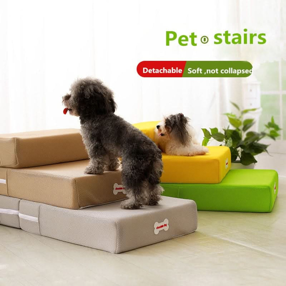 Foam Pet Stairs With Breathable Mesh Cover - Image 4
