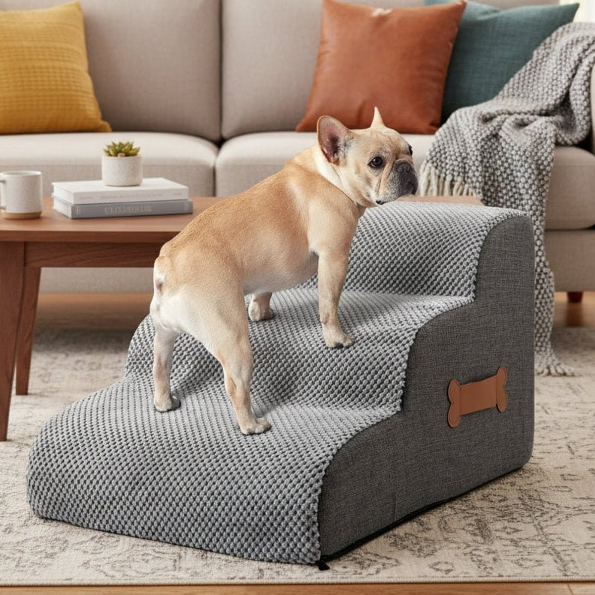 Foam Pineapple Velvet Dog Steps With Non-Slip Base - Image 1