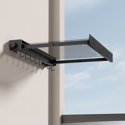 Foldable Drying Rack Wall Mounted With Pull-Out Mesh Shelf And Hooks For Laundry - Image 5