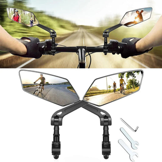 Folding Bike Mirrors With Extra Large 360-Degree Adjustable Arm - Image 1
