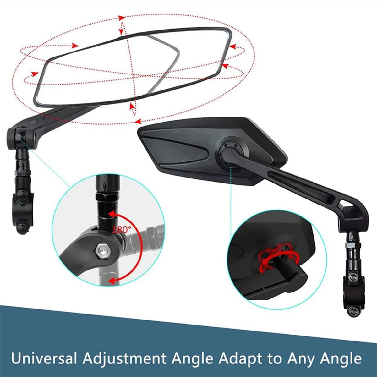 Folding Bike Mirrors With Extra Large 360-Degree Adjustable Arm - Image 6