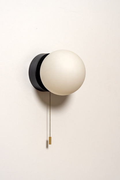 Frosted Glass Round Wall Lamp With Pull Switch - Image 1