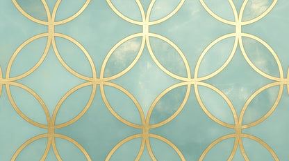 Geometric Mural Wallpaper With Art Deco Gold Circles - Image 2