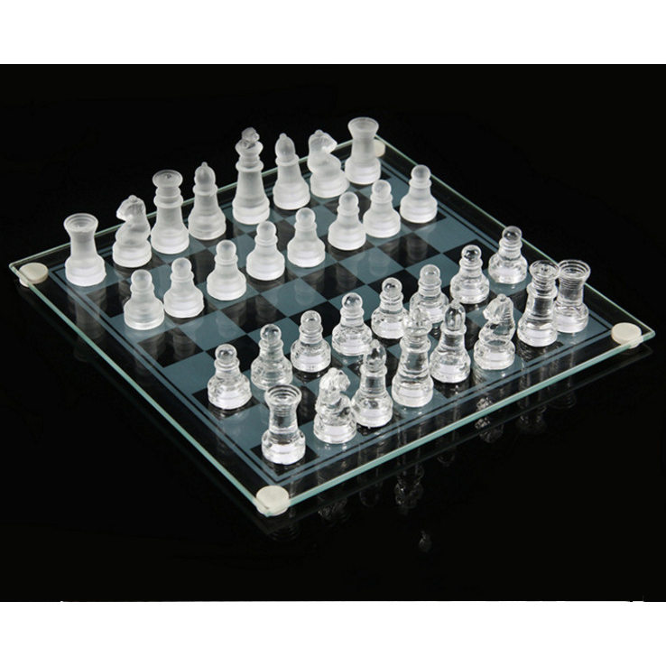 Glass Chess Set With Felted Pieces And Scratch-Resistant Board - Image 2