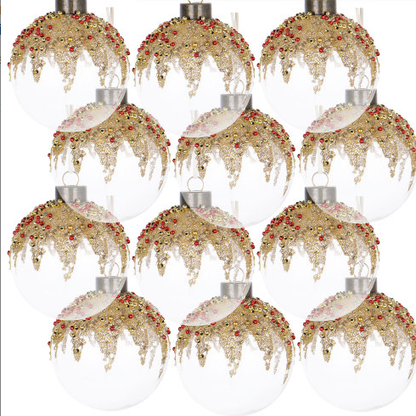 Glass Christmas Ball Ornaments With Glitter And Bead Detail - Image 5
