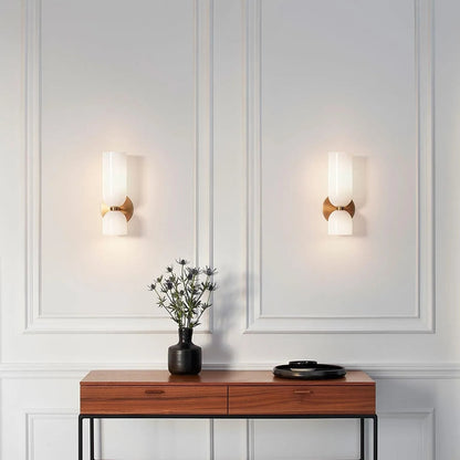 Glass Cylinder Wall Lamp Sconce With Metal Frame - Image 2