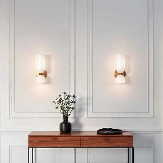 Glass Cylinder Wall Lamp Sconce With Metal Frame - Image 2