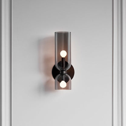 Glass Cylinder Wall Lamp Sconce With Metal Frame - Image 5