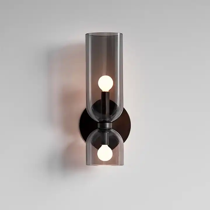 Glass Cylinder Wall Lamp Sconce With Metal Frame - Image 6