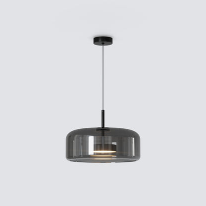 Glass Drum Pendant Light With Gold Or Black Metal - Image 5