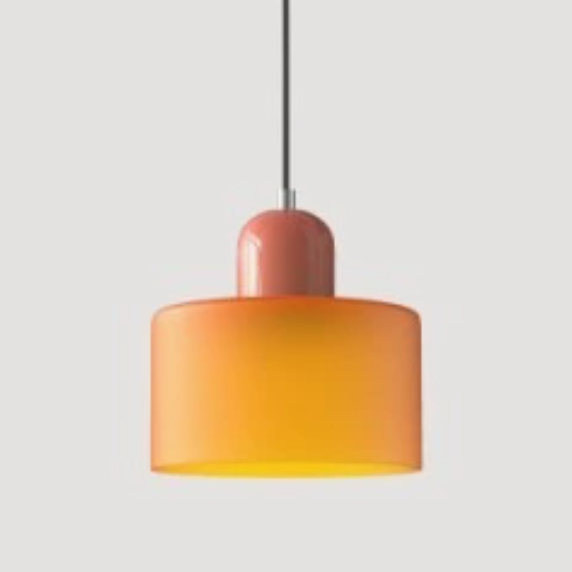 Glass Pendant Droplight With Cylindrical Shade - Image 11