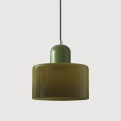 Glass Pendant Droplight With Cylindrical Shade - Image 25
