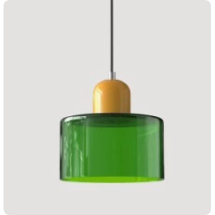 Glass Pendant Droplight With Cylindrical Shade - Image 3