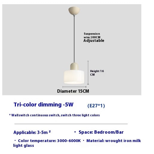 Glass Pendant Droplight With Cylindrical Shade - Image 4