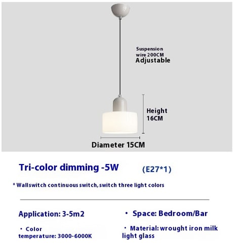 Glass Pendant Droplight With Cylindrical Shade - Image 9