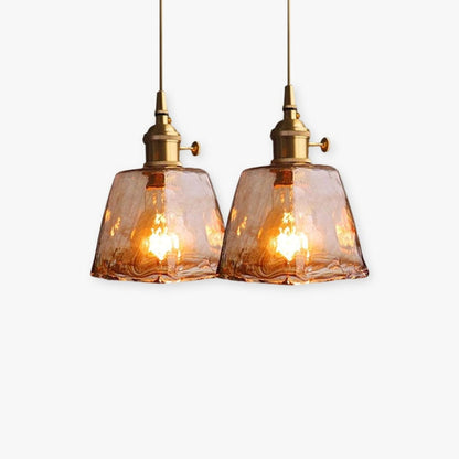 Glass Pendant Light With Brass Metal Frame - Image 1