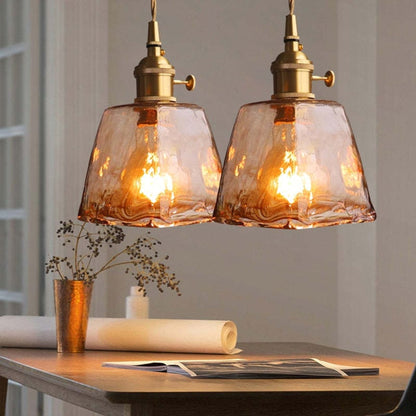 Glass Pendant Light With Brass Metal Frame - Image 2