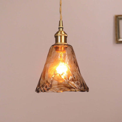 Glass Pendant Light With Brass Metal Frame - Image 4