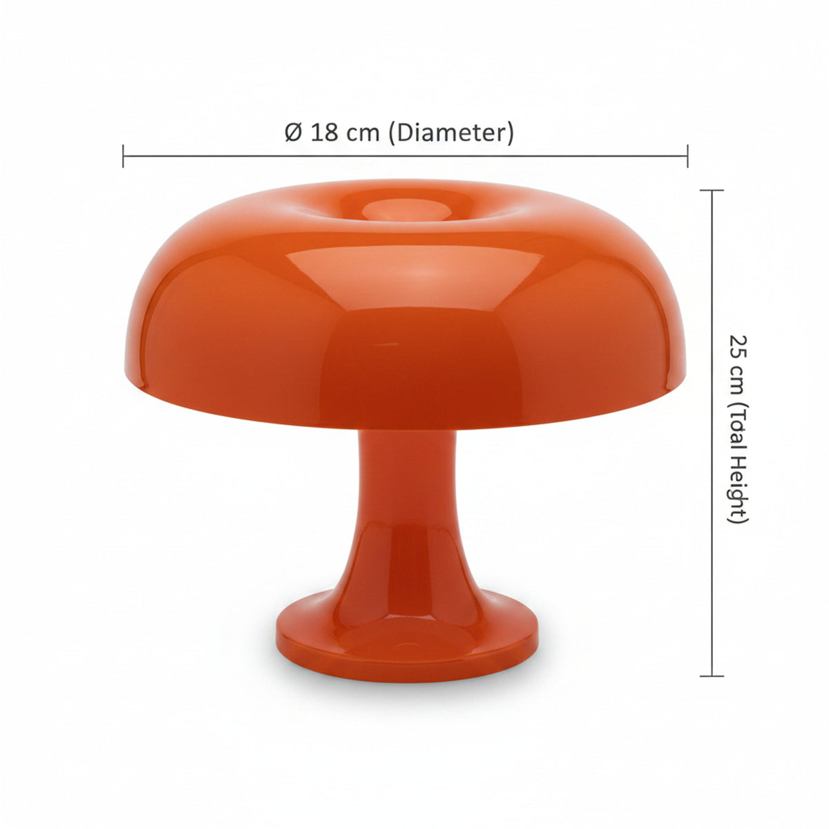 Glossy Orange Mid-Century Rechargeable Table Lamp With Mushroom Silhouette - Image 3