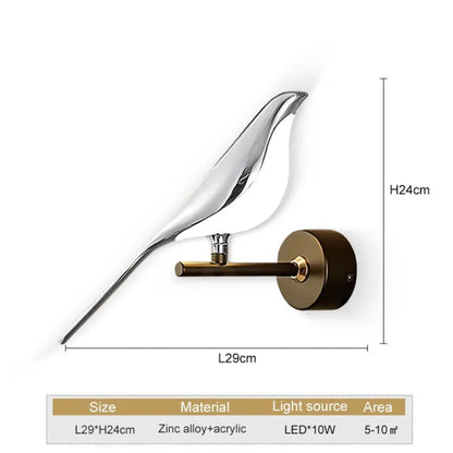 Golden LED Bird Wall Lamp - Image 3