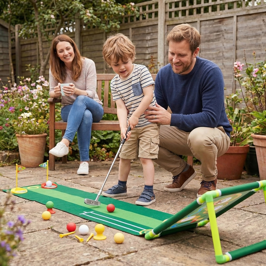 Golf Putting Mat With Adjustable Clubs For Kids Indoor Mini Golf Set - Image 2