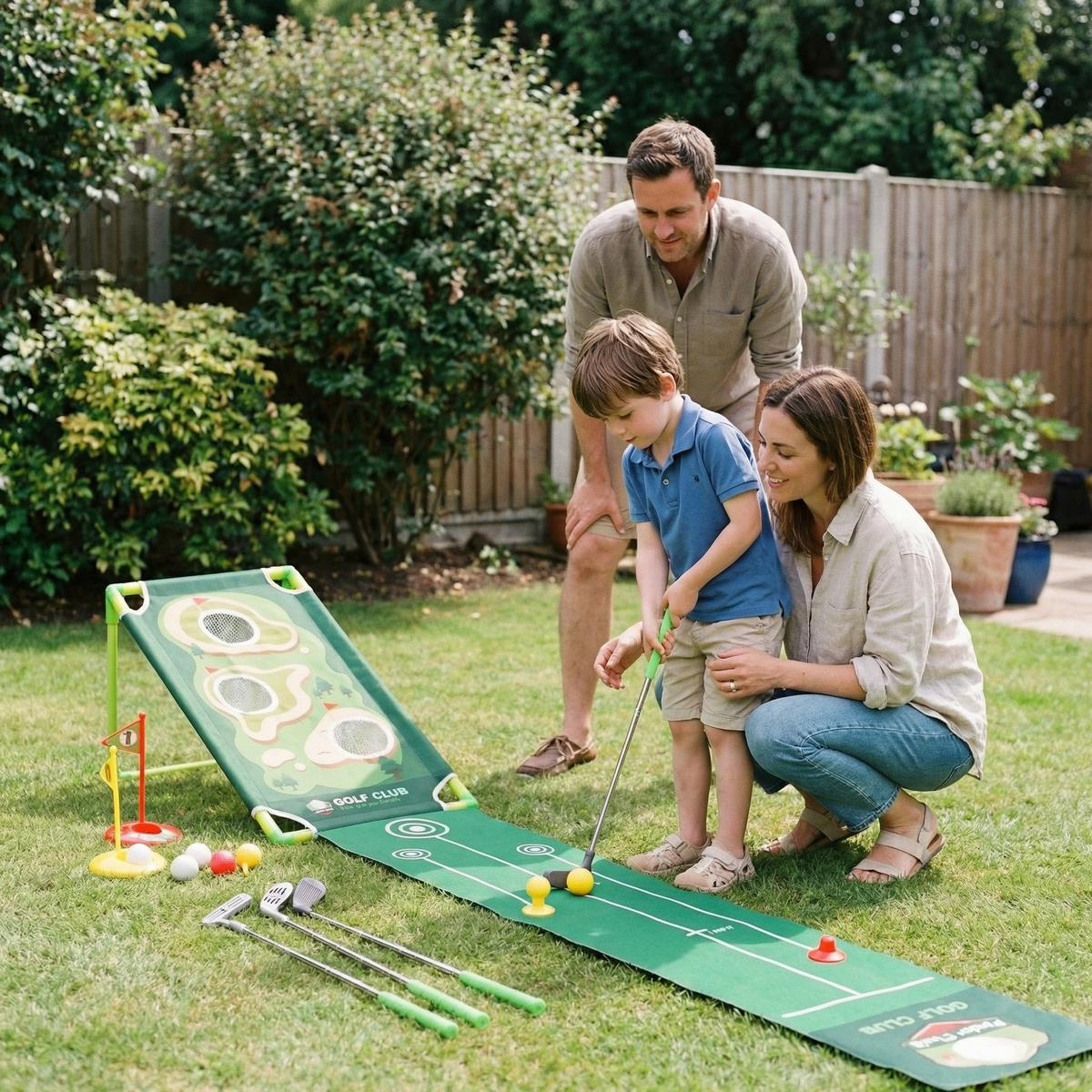 Golf Putting Mat With Adjustable Clubs For Kids Indoor Mini Golf Set - Image 8