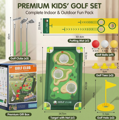 Golf Putting Mat With Adjustable Clubs For Kids Indoor Mini Golf Set - Image 9