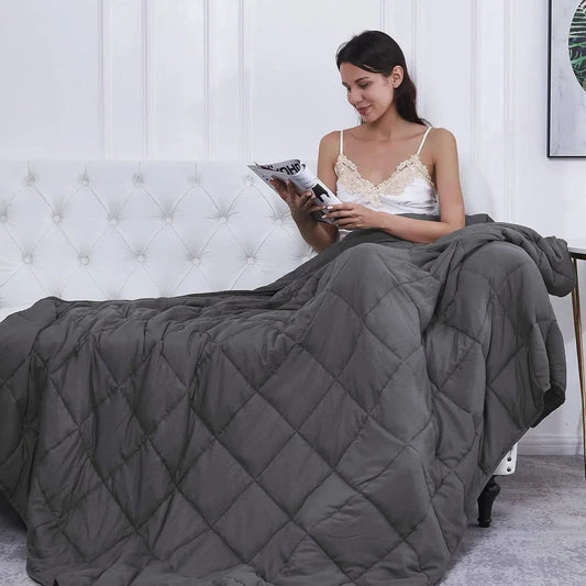 Gravity Blanket Breathable Cotton Weighted Blanket With Glass Beads - Image 5