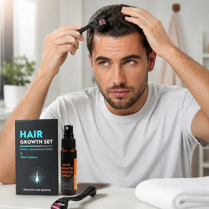 Hair Growth Set With Derma Microneedle Roller & 30ml Essence - Image 2
