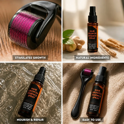 Hair Growth Set With Derma Microneedle Roller & 30ml Essence - Image 4
