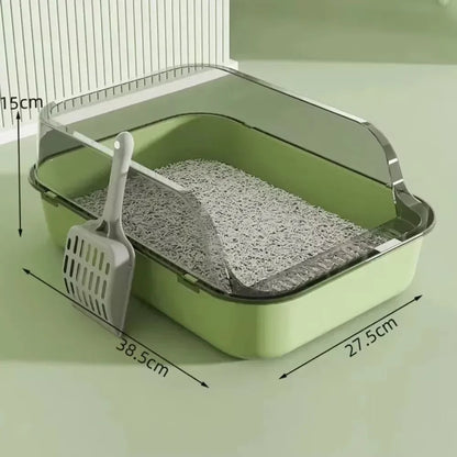 Half Closed Cat Litter Box With Splash Guard And Included Scoop - Image 2