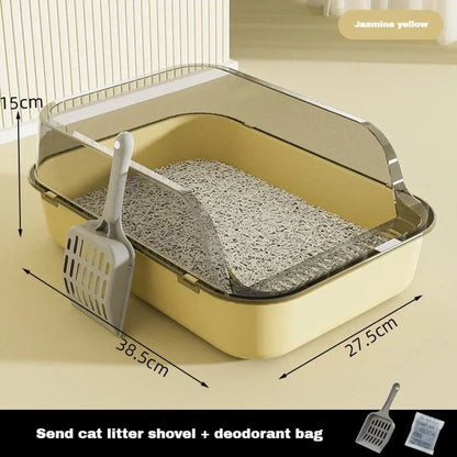 Half Closed Cat Litter Box With Splash Guard And Included Scoop - Image 7