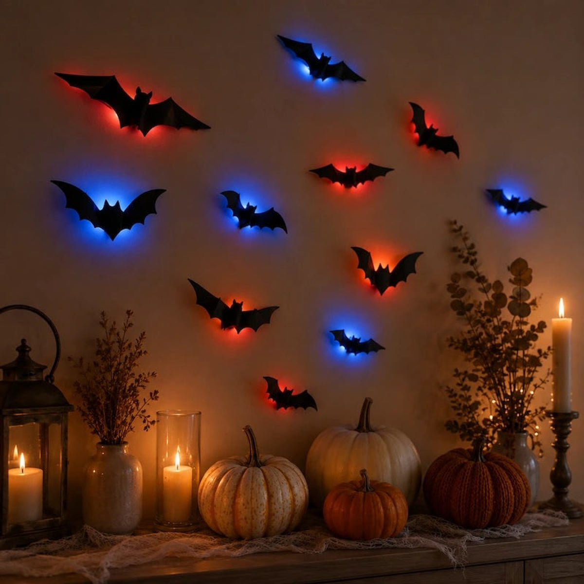 Halloween 3D Bat Swarm With Foldable Wings For Dramatic Wall Displays - Image 1