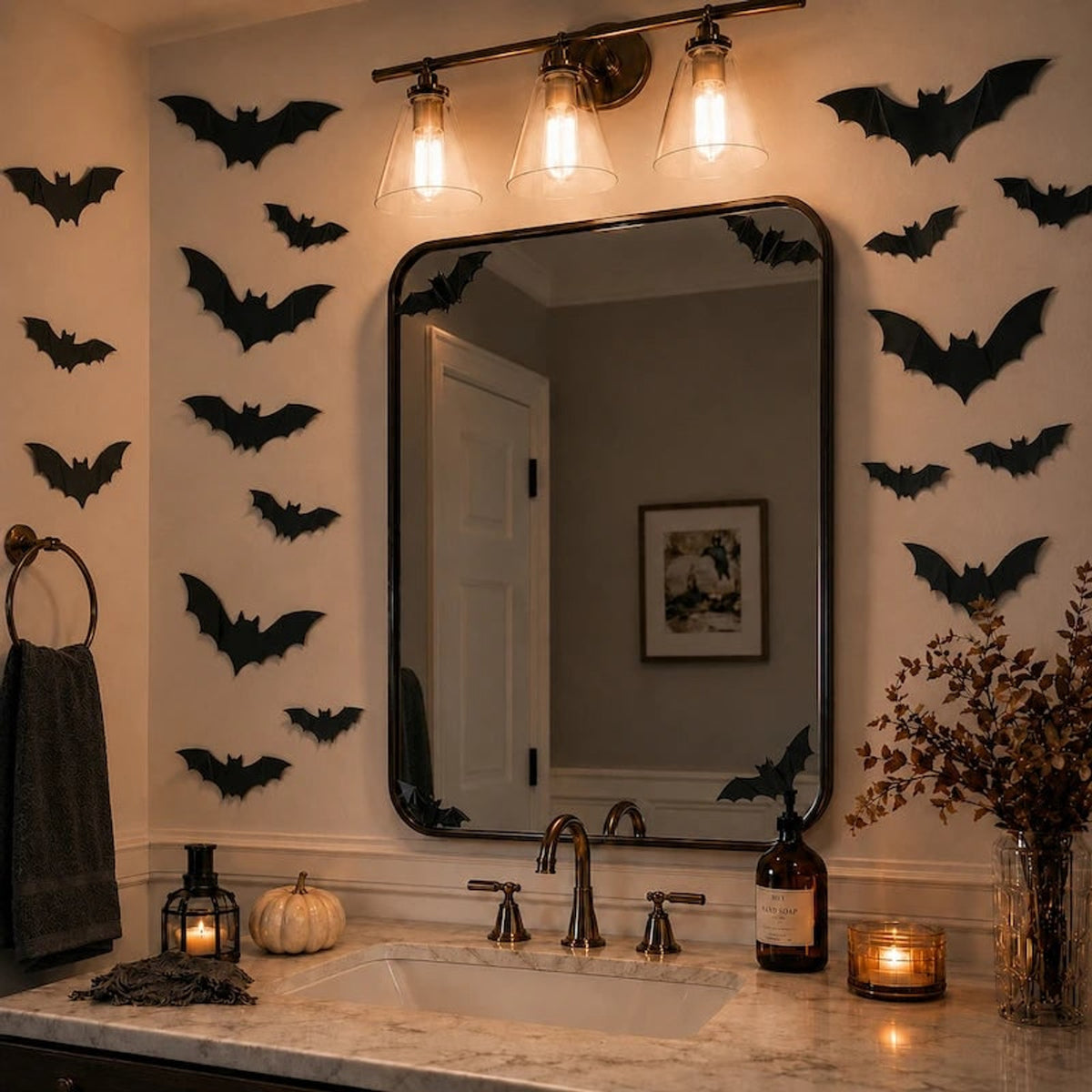 Halloween 3D Bat Swarm With Foldable Wings For Dramatic Wall Displays - Image 6
