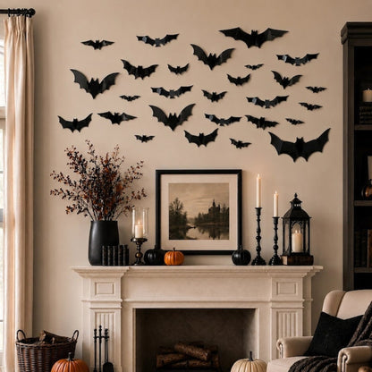 Halloween 3D Bat Swarm With Foldable Wings For Dramatic Wall Displays - Image 2