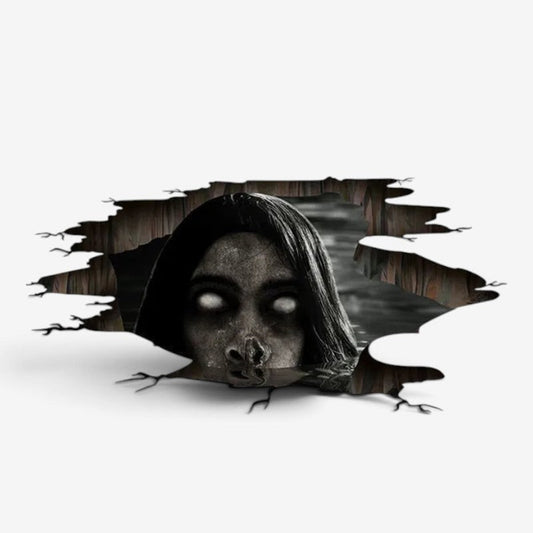 Halloween Decals 3D Wall Stickers Spooky Ghost Floor Decor Grayscale Blue - Image 1