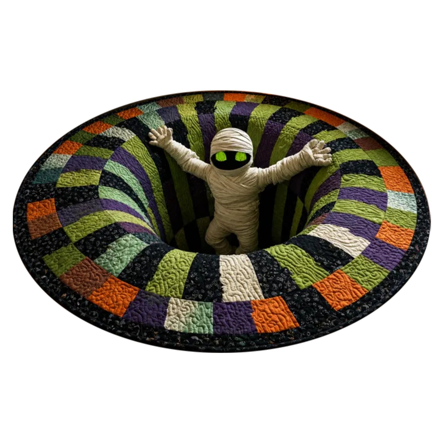 Halloween Decor Party Area Rug 3D Illusion Oval Floor Spooky - Image 3