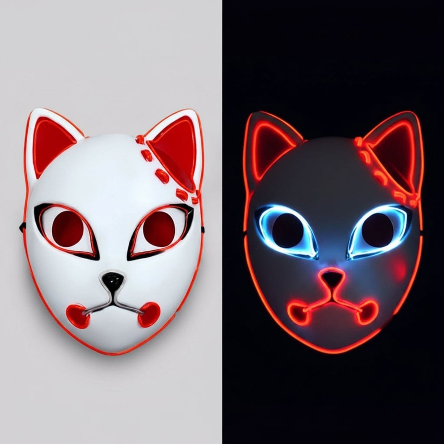 Halloween Fox Mask With Japanese Demon Design For Cosplay Party Costume - Image 1