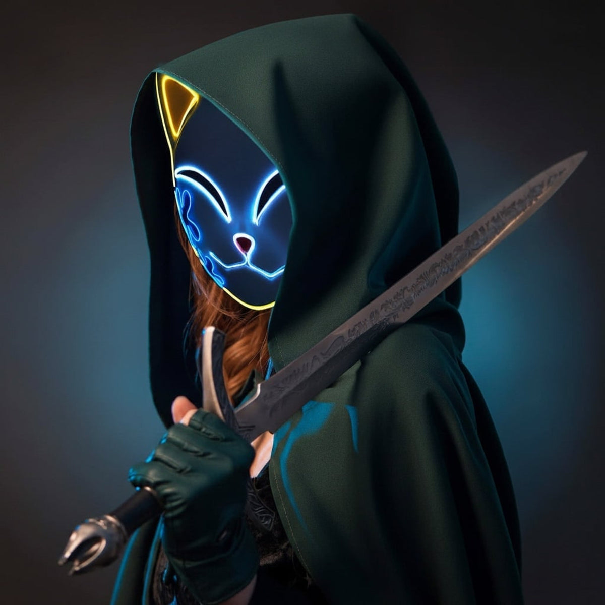 Halloween Fox Mask With Japanese Demon Design For Cosplay Party Costume - Image 13