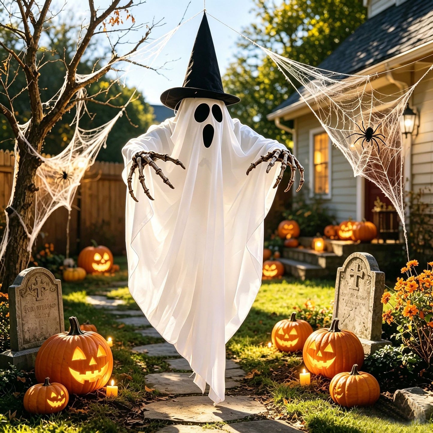 Halloween Ghost Decoration Outdoor Hanging With Witch And Skeletal Hands - Image 3