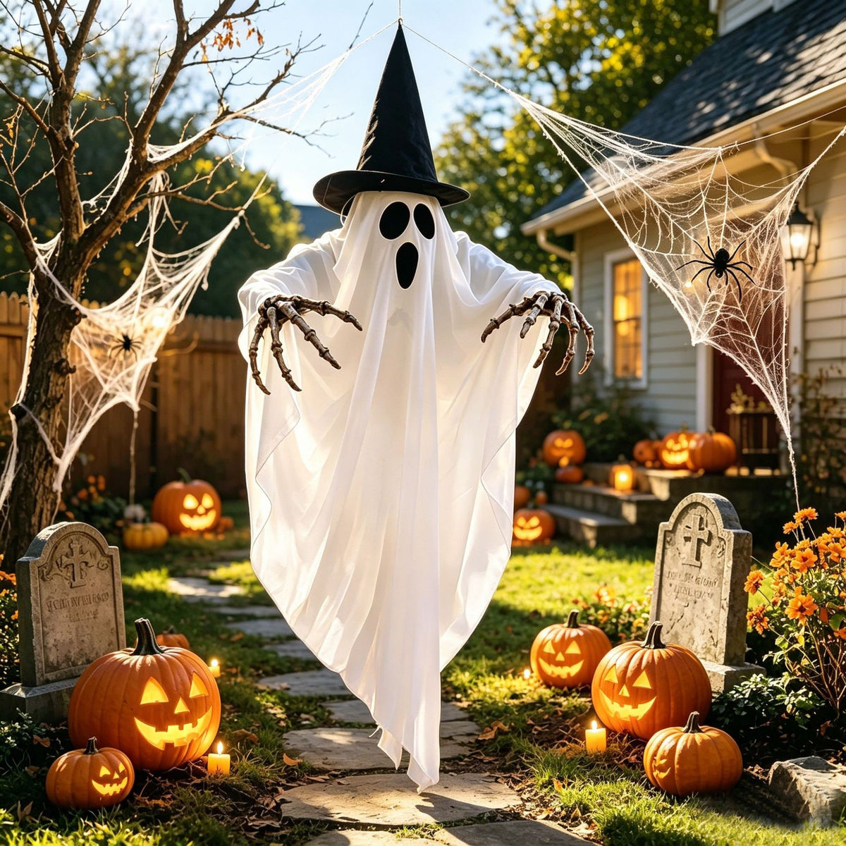 Halloween Ghost Decoration Outdoor Hanging With Witch And Skeletal Hands - Image 3