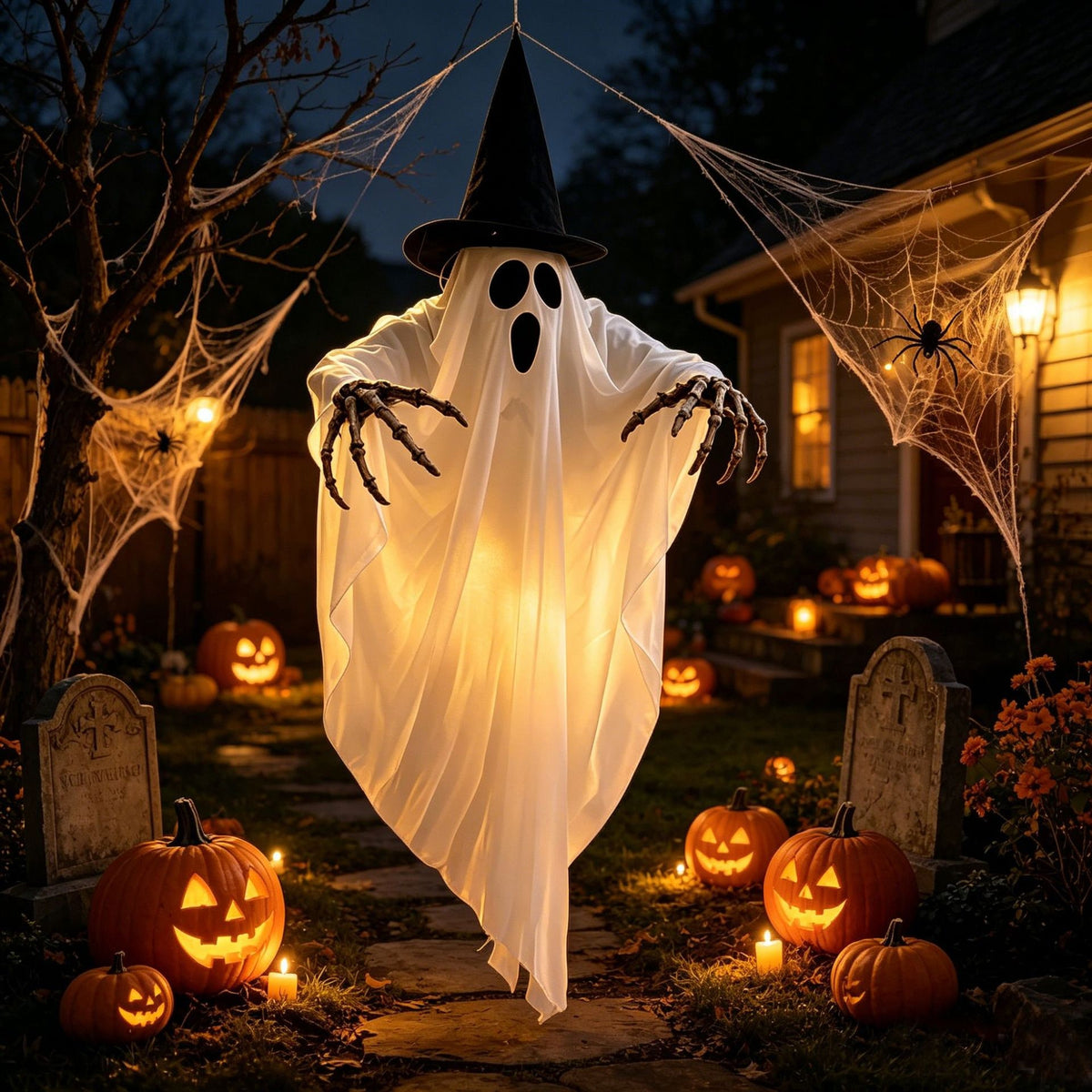 Halloween Ghost Decoration Outdoor Hanging With Witch And Skeletal Hands - Image 4