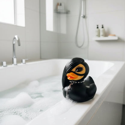 Halloween Goth Rubber Duck With Studded Collar - Image 1