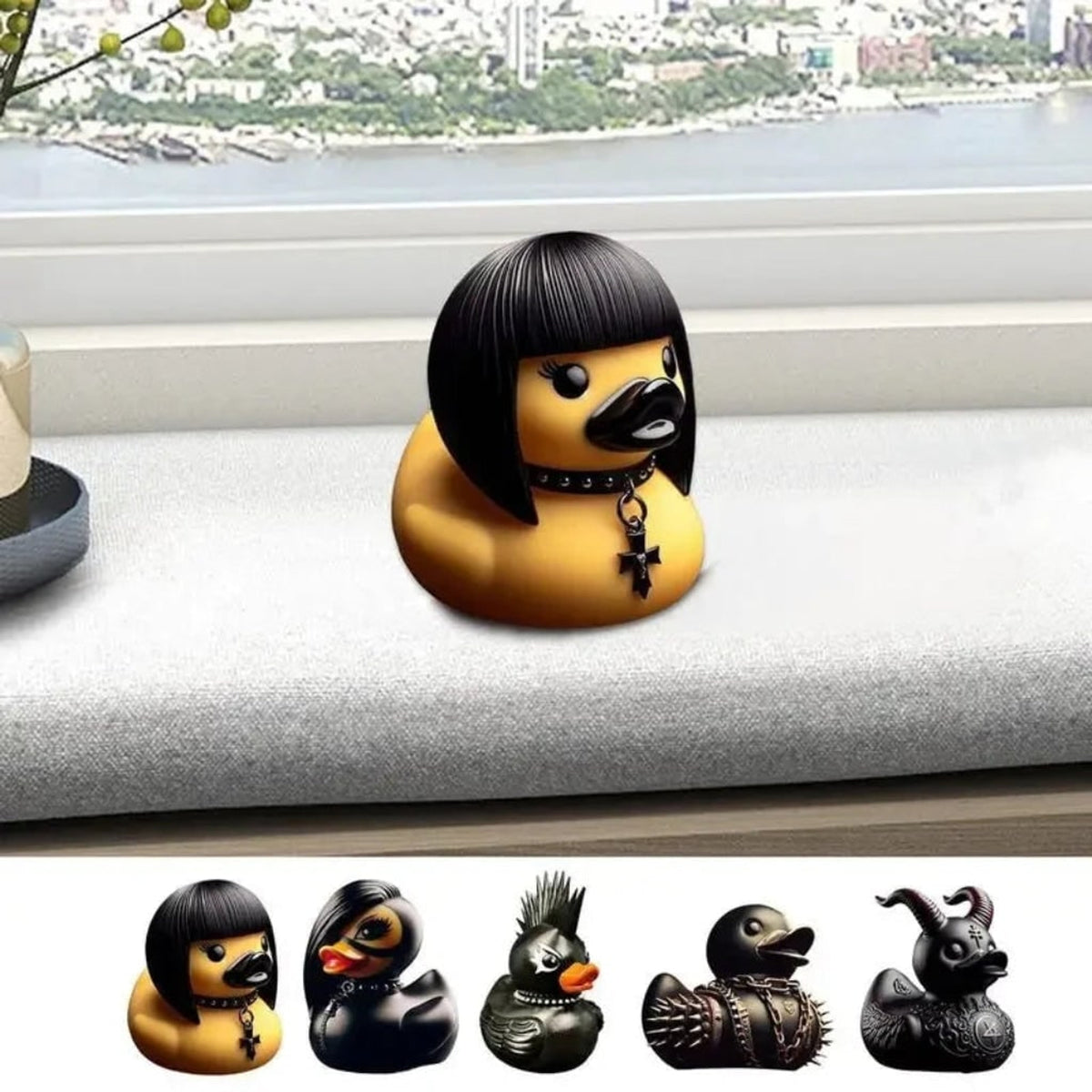 Halloween Goth Rubber Duck With Studded Collar - Image 3