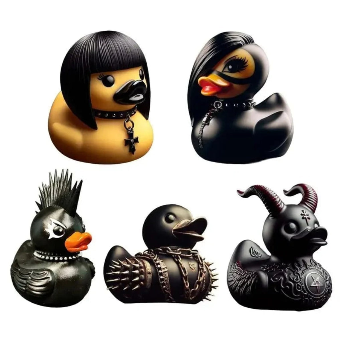 Halloween Goth Rubber Duck With Studded Collar - Image 8