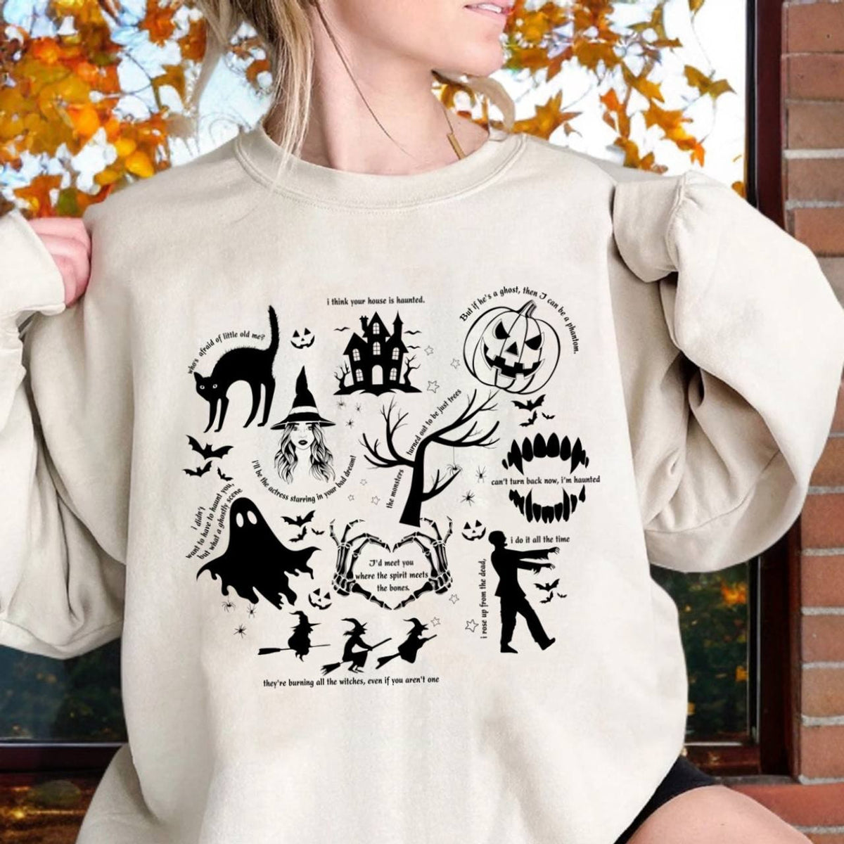 Halloween Graphic Shirt Relaxed Fit Crew Neck Spooky Print Casual Pullover Top - Image 6
