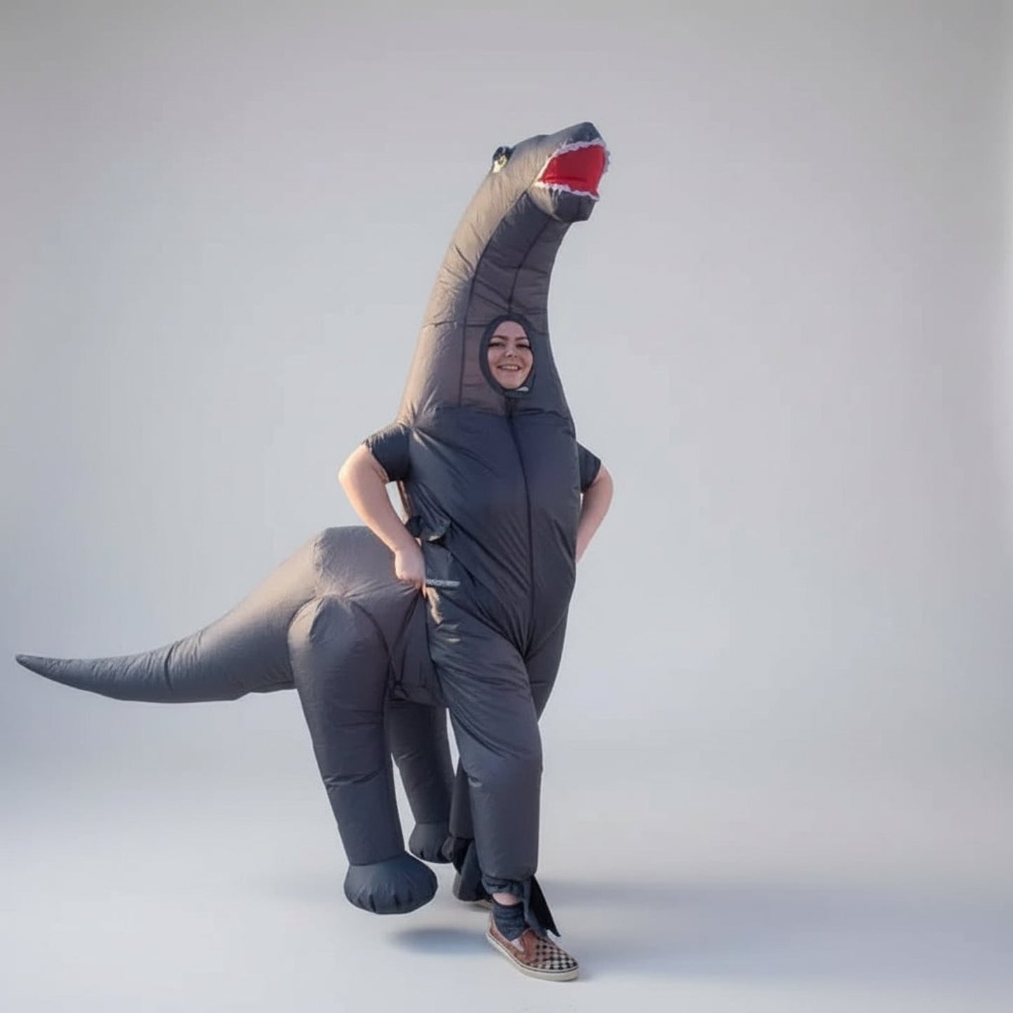 Halloween Inflatable Costume Long Neck And Tail Dinosaur Party Cosplay Suit With Instant Dino Transformation - Image 3