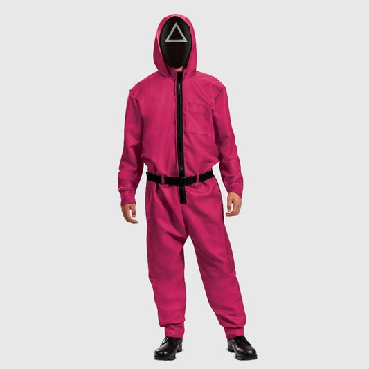 Halloween Jumpsuit Costume With Pink Hood And Belt For Party Complete Outfit - Image 2